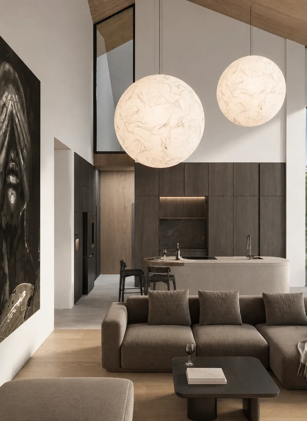 Projekt-wnętrza-domu-w-Komornikach-koło-Poznania, 250 m² salon